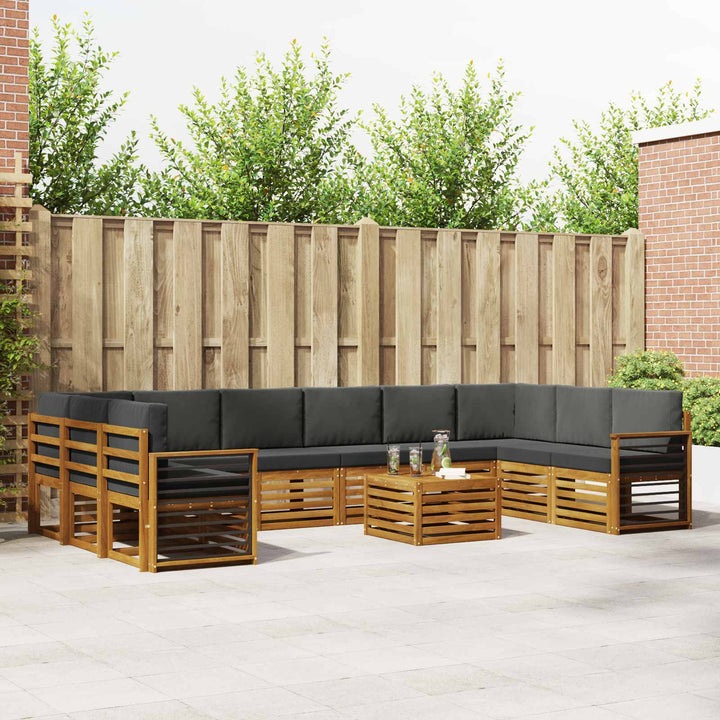 Udendørs sofagruppe med pude 11 pcs Naturlig og Antracit