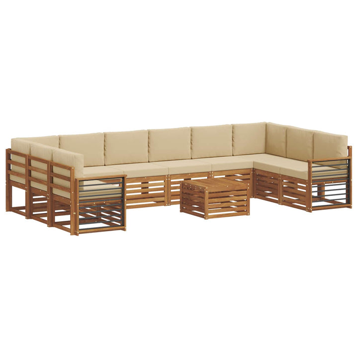 Udendørs sofagruppe 11 pcs Naturlig og Beige Massivt Akacietræ