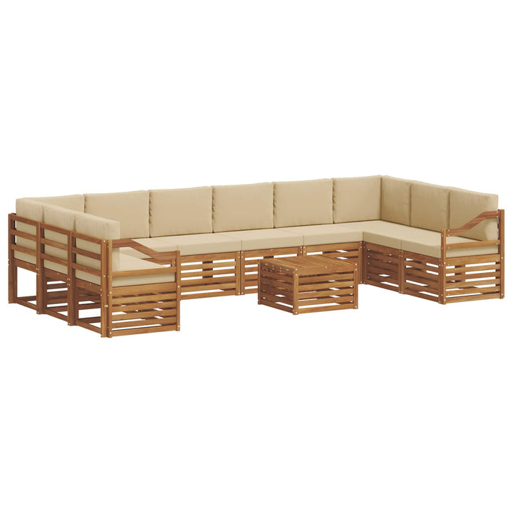 Udendørs sofagruppe 11 pcs Naturlig og Beige Massivt Akacietræ