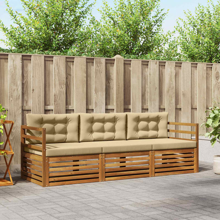 Udendørs sofagruppe med pude 3 pcs Naturlig og Beige