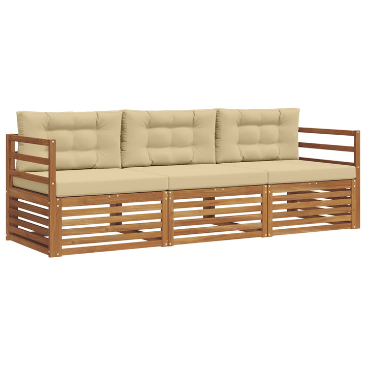Udendørs sofagruppe med pude 3 pcs Naturlig og Beige