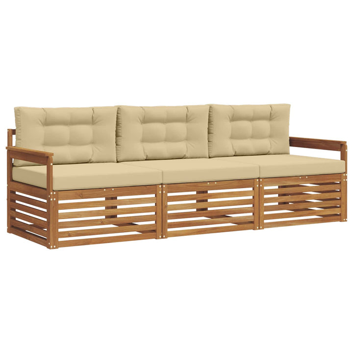 Udendørs sofagruppe med pude 3 pcs Naturlig og Beige