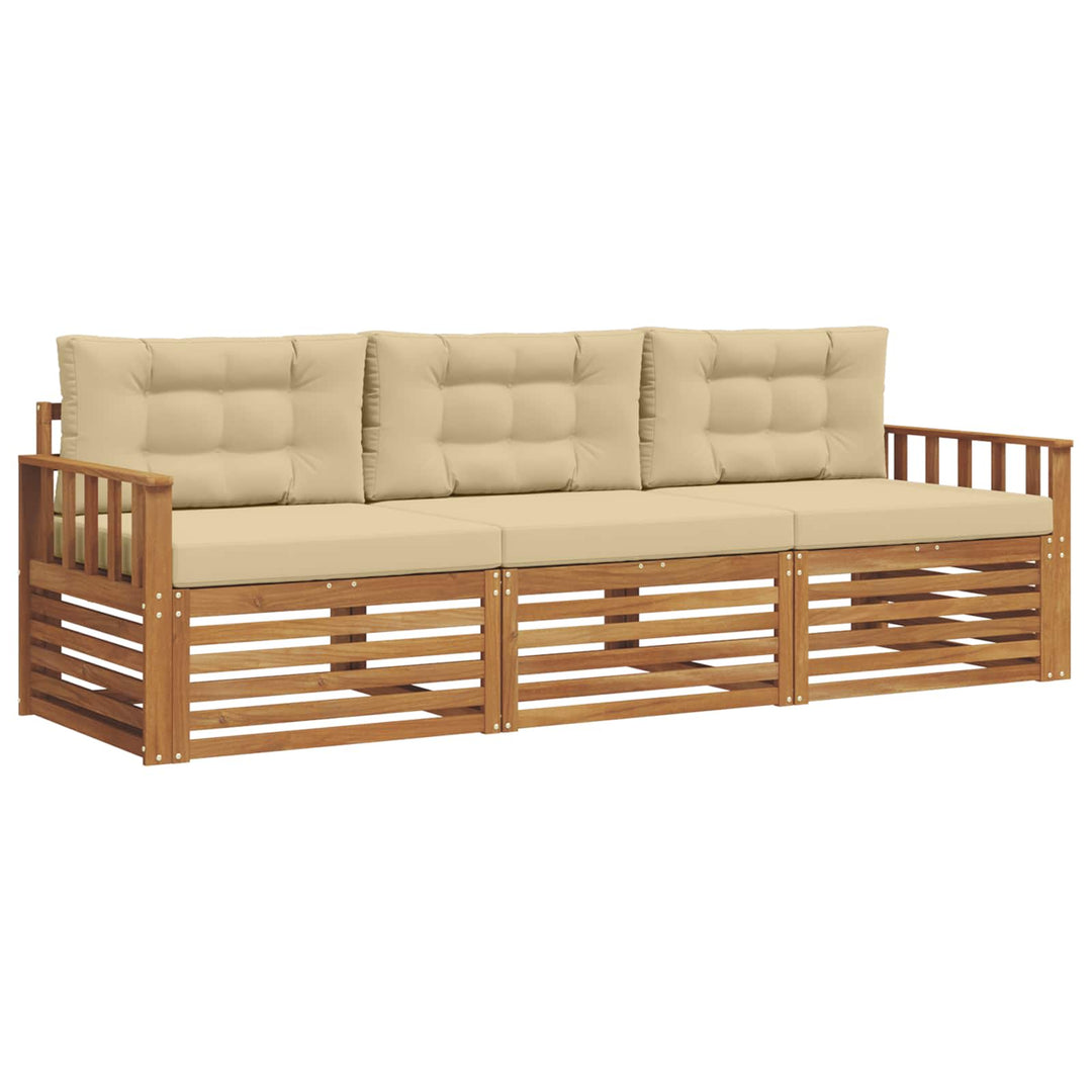 Udendørs sofagruppe med pude 3 pcs Naturlig og Beige