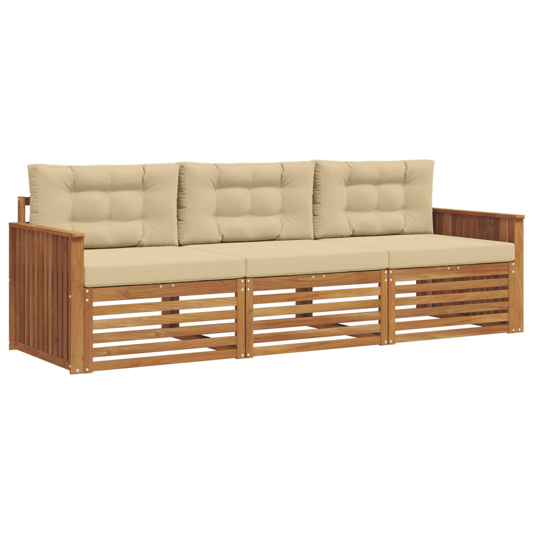 Udendørs sofagruppe med pude 3 pcs Naturlig og Beige