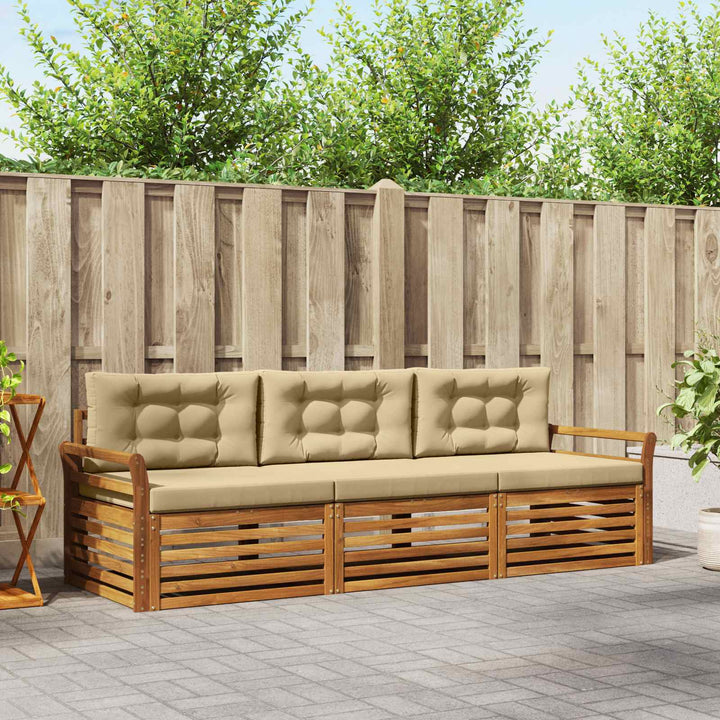 Udendørs sofagruppe med pude 3 pcs Naturlig og Beige