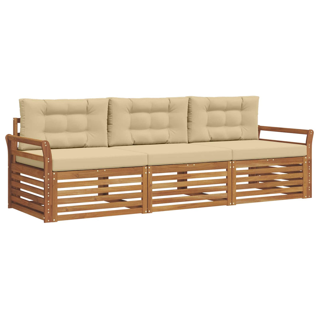 Udendørs sofagruppe med pude 3 pcs Naturlig og Beige