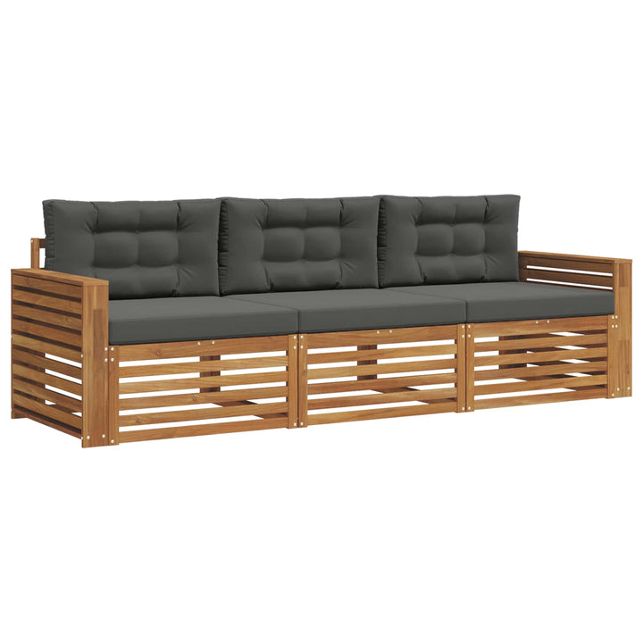 Udendørs sofagruppe med pude 3 pcs Naturlig og Antracit