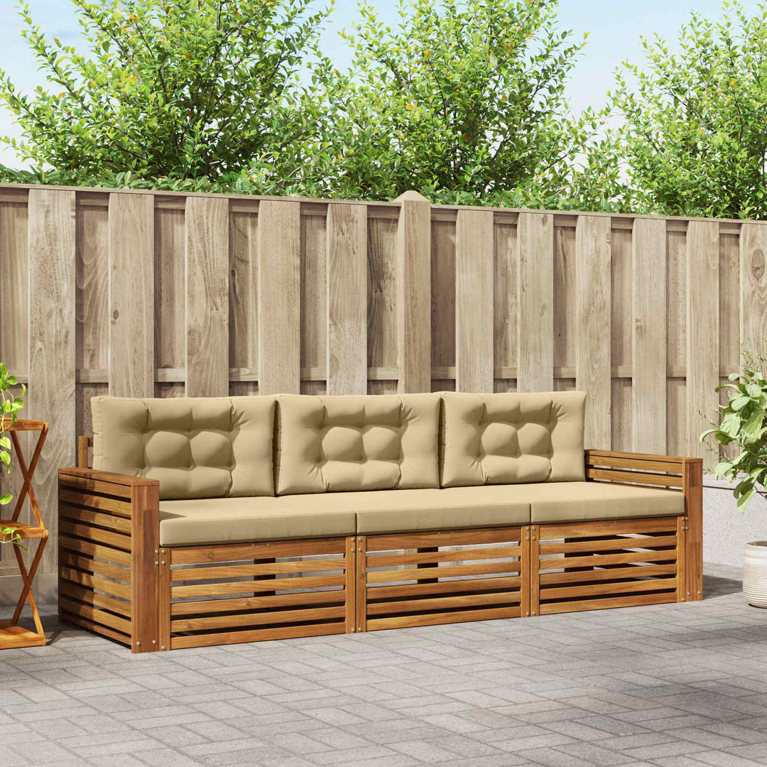 Udendørs sofagruppe med pude 3 pcs Naturlig og Beige