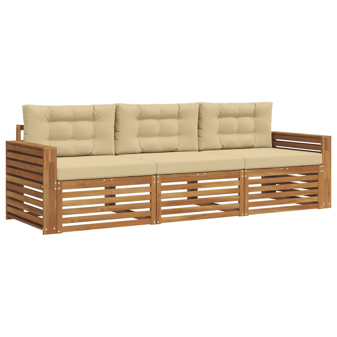 Udendørs sofagruppe med pude 3 pcs Naturlig og Beige