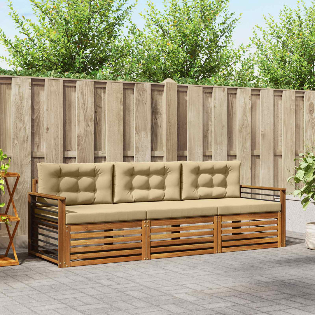 Udendørs sofagruppe med pude 3 pcs Naturlig og Beige