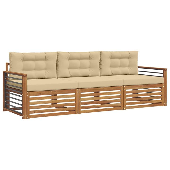Udendørs sofagruppe med pude 3 pcs Naturlig og Beige
