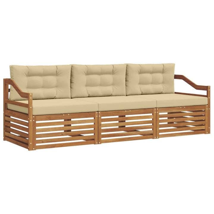 Udendørs sofagruppe med pude 3 pcs Naturlig og Beige