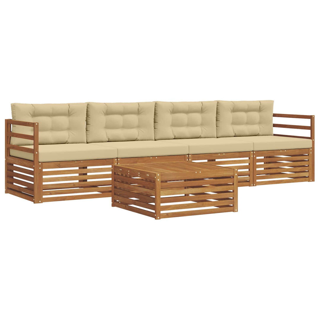 Udendørs sofagruppe med pude 5 pcs Naturlig og Beige