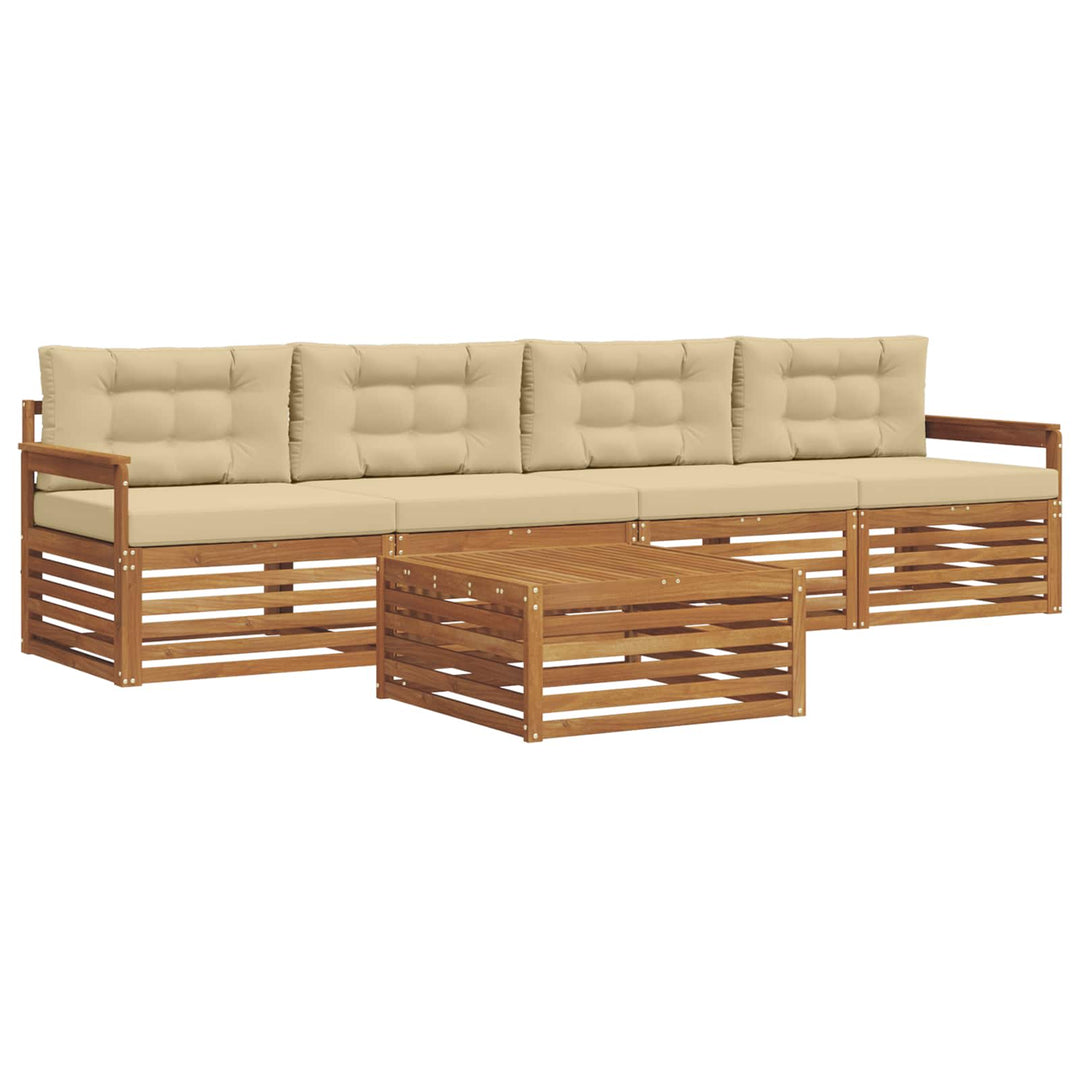 Udendørs sofagruppe med pude 5 pcs Naturlig og Beige