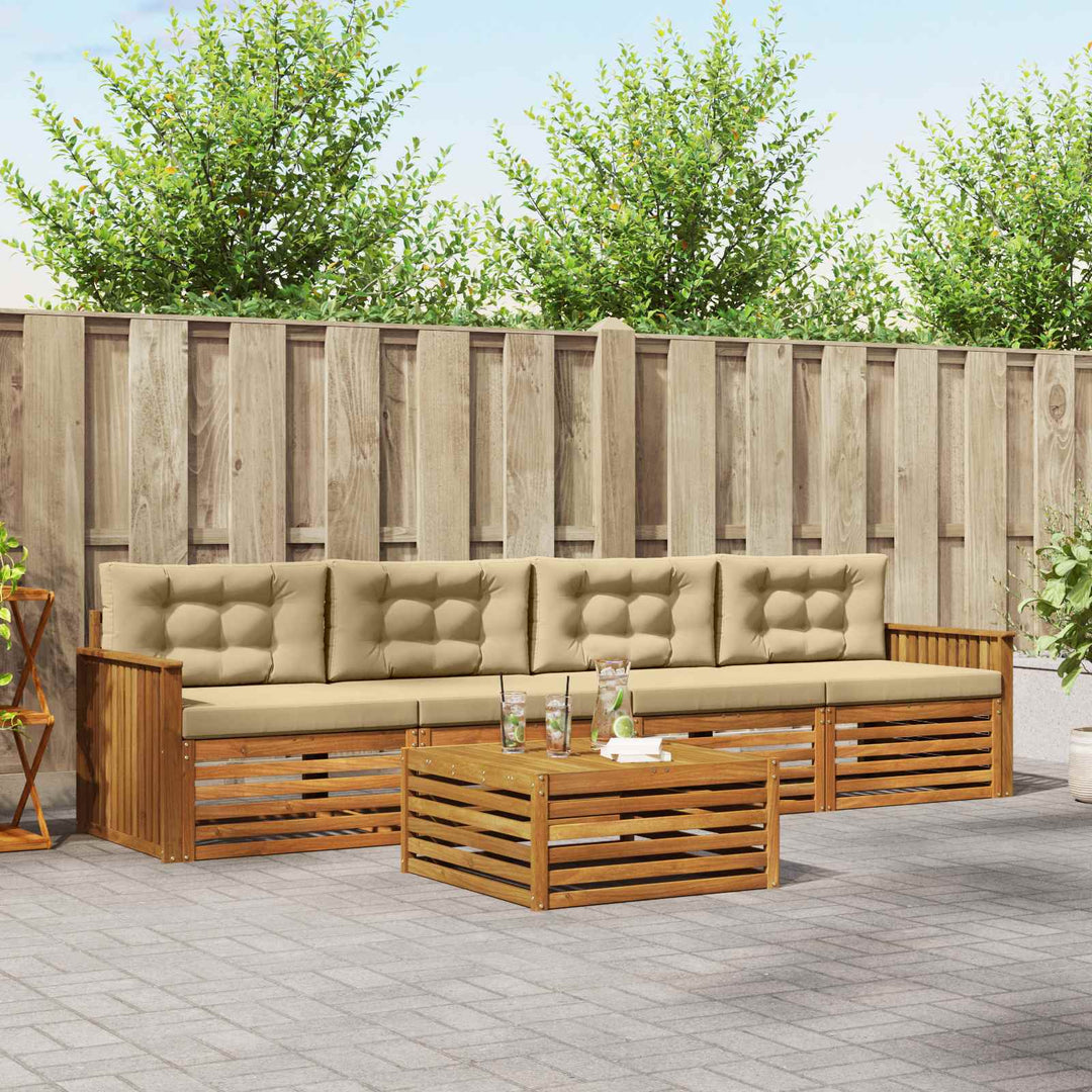Udendørs sofagruppe med pude 5 pcs Naturlig og Beige