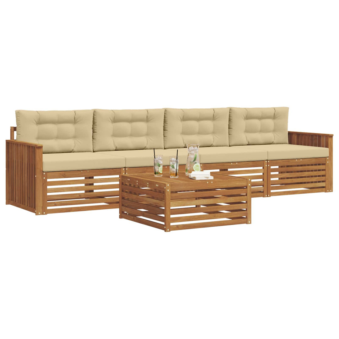 Udendørs sofagruppe med pude 5 pcs Naturlig og Beige