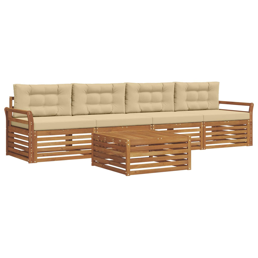 Udendørs sofagruppe med pude 5 pcs Naturlig og Beige