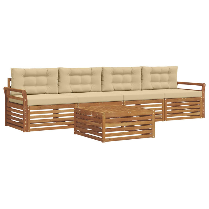 Udendørs sofagruppe med pude 5 pcs Naturlig og Beige