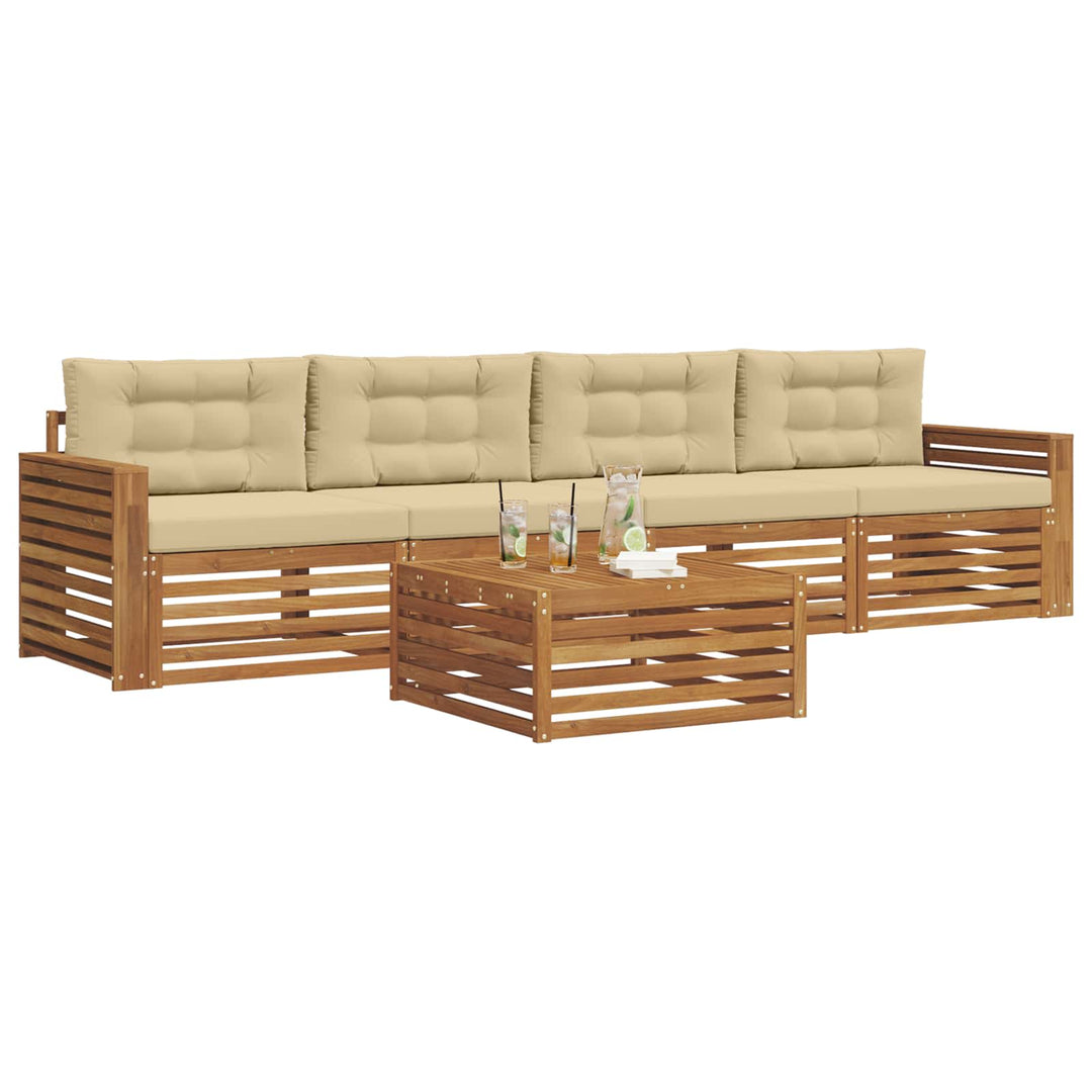 Udendørs sofagruppe med pude 5 pcs Naturlig og Beige