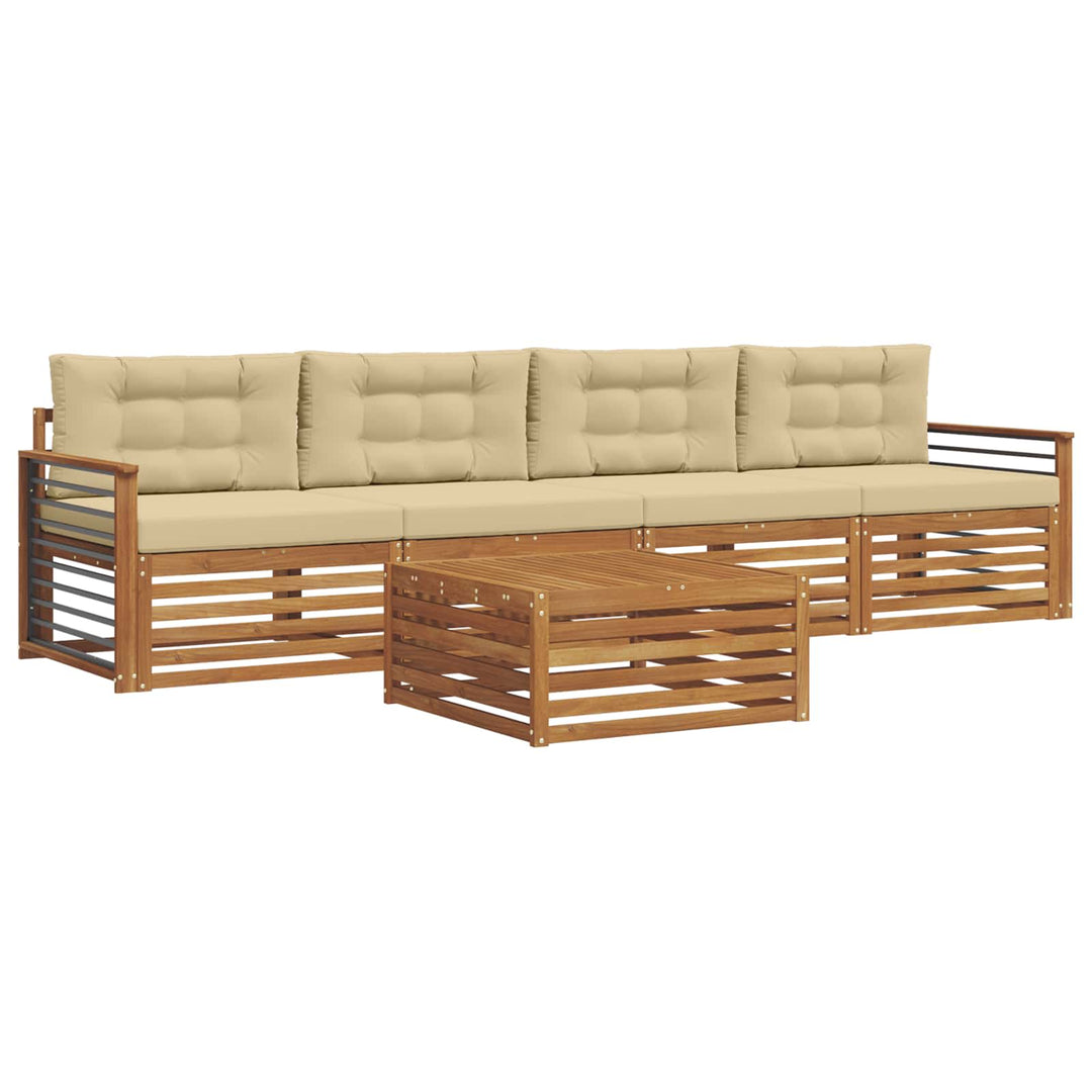 Udendørs sofagruppe med pude 5 pcs Naturlig og Beige