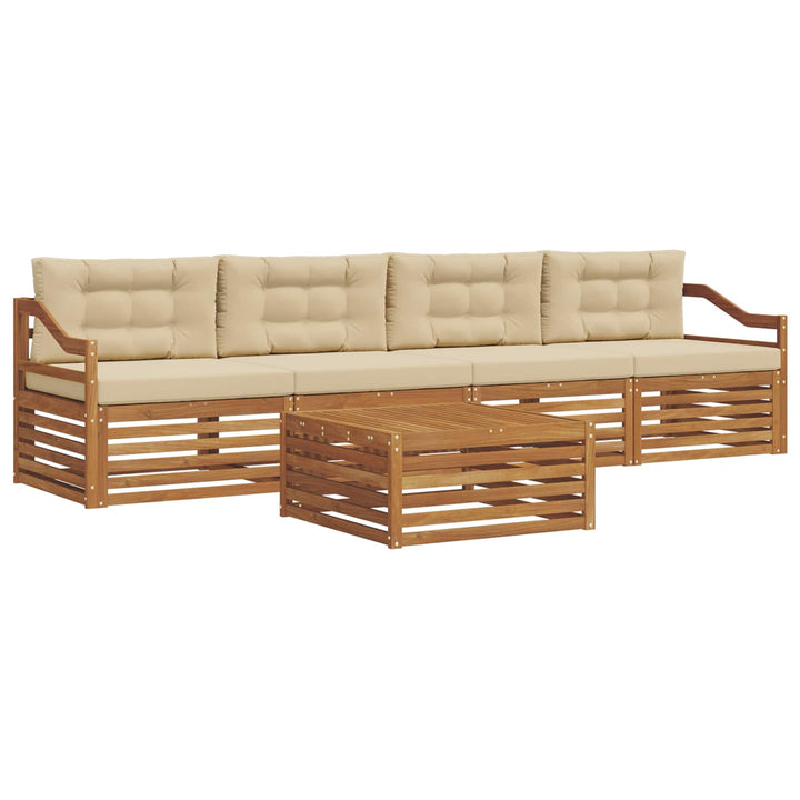 Udendørs sofagruppe med pude 5 pcs Naturlig og Beige