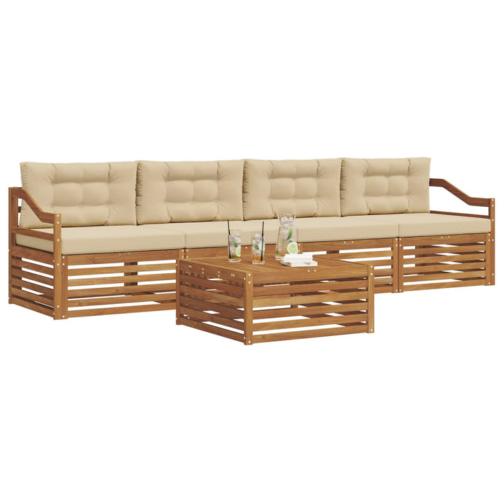 Udendørs sofagruppe med pude 5 pcs Naturlig og Beige