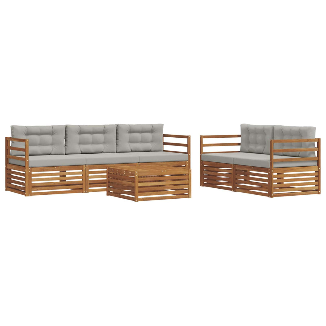 Udendørs sofagruppe med pude 6 pcs Naturlig og Lys Grå