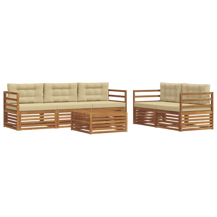 Udendørs sofagruppe med pude 6 pcs Naturlig og Beige