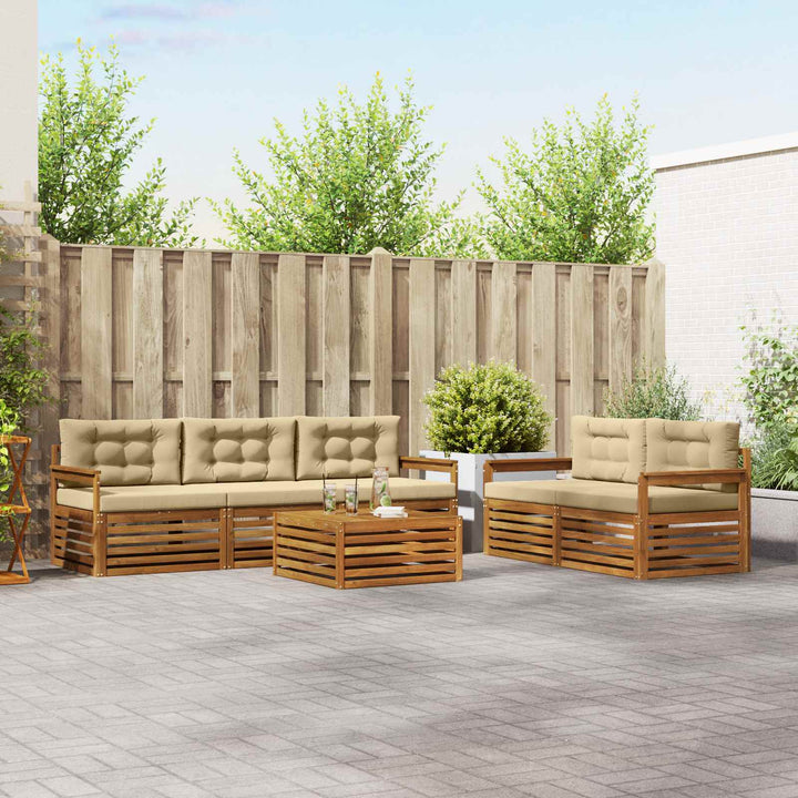 Udendørs sofagruppe med pude 6 pcs Naturlig og Beige