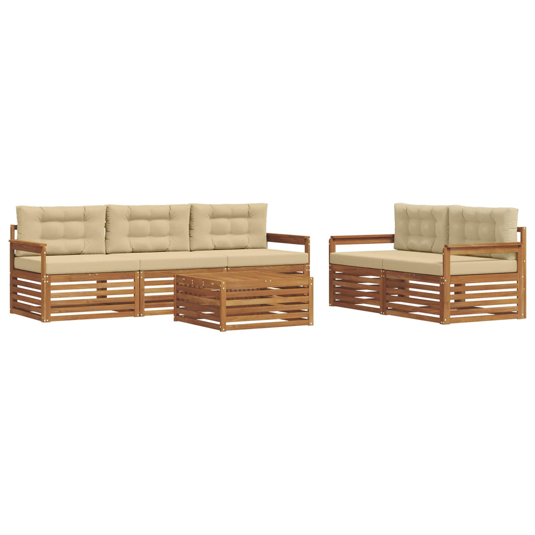 Udendørs sofagruppe med pude 6 pcs Naturlig og Beige