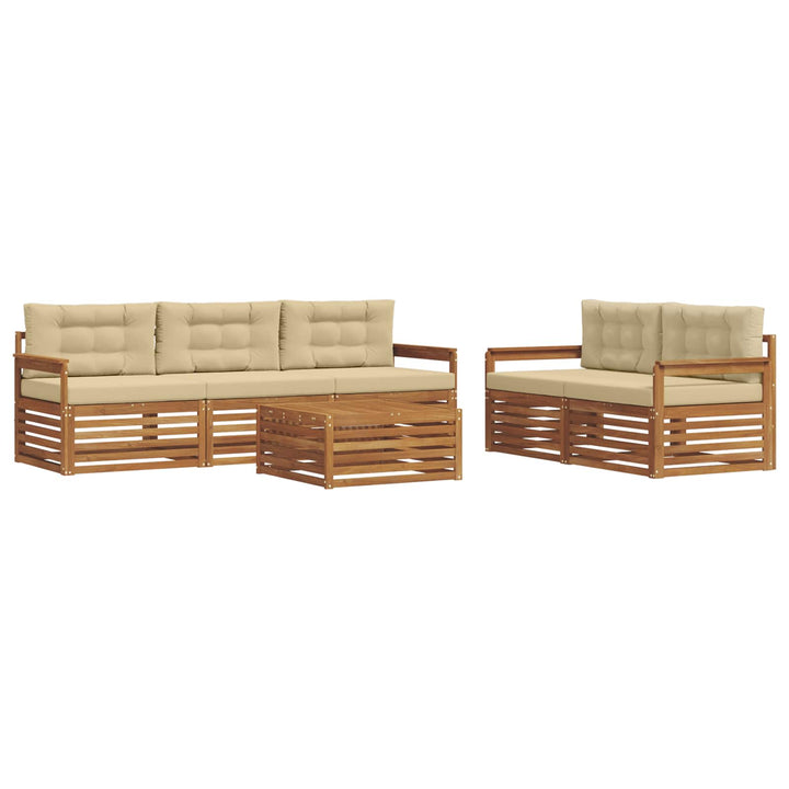 Udendørs sofagruppe med pude 6 pcs Naturlig og Beige