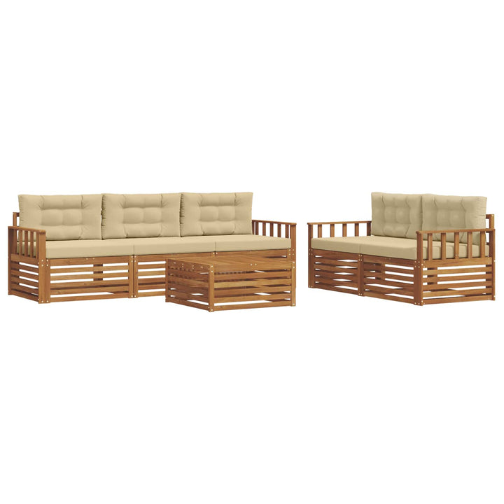 Udendørs sofagruppe med pude 6 pcs Naturlig og Beige
