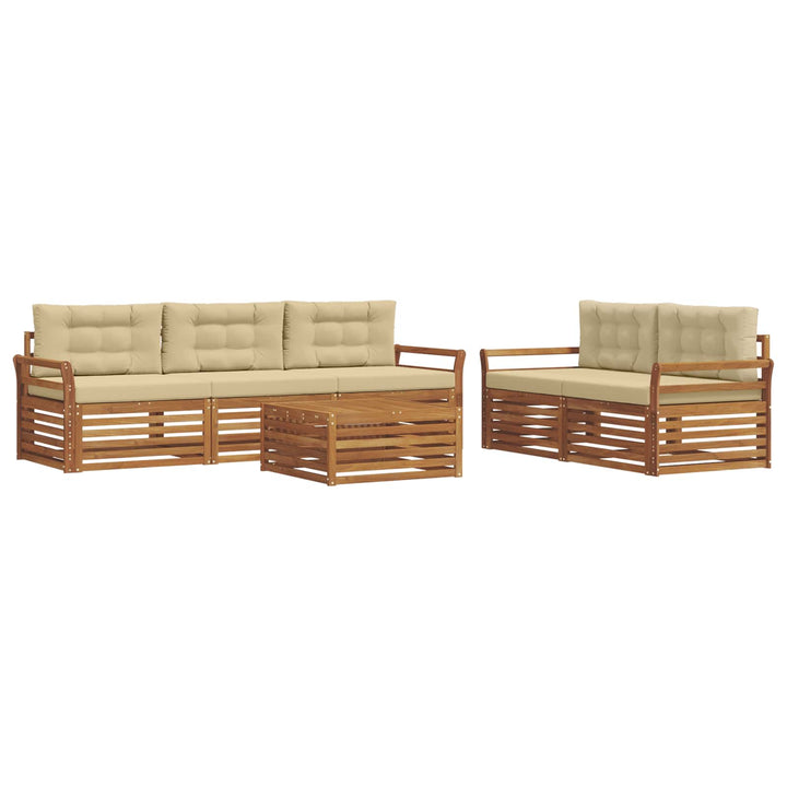 Udendørs sofagruppe med pude 6 pcs Naturlig og Beige