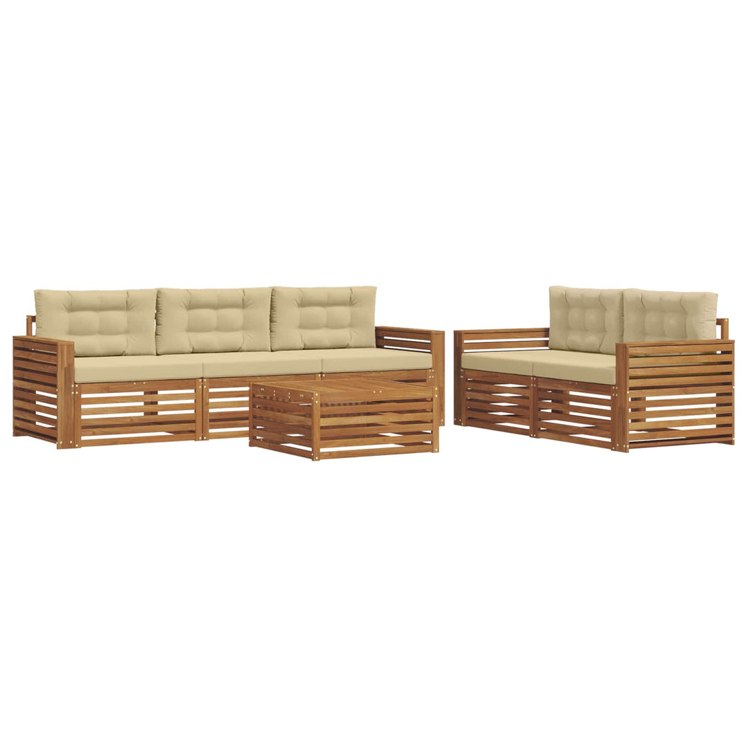 Udendørs sofagruppe med pude 6 pcs Naturlig og Beige