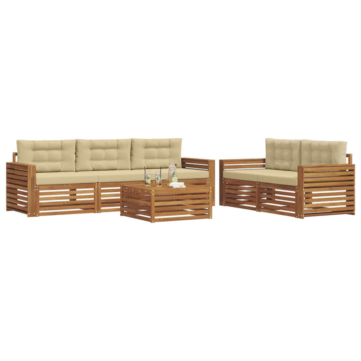 Udendørs sofagruppe med pude 6 pcs Naturlig og Beige