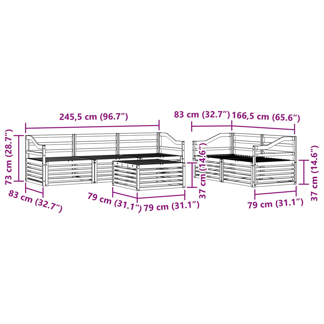 Udendørs sofagruppe 6 pcs Naturfarvet Massivt Akacietræ