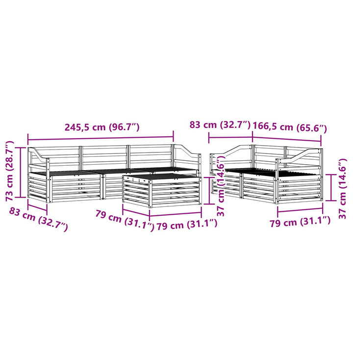 Udendørs sofagruppe 6 pcs Naturfarvet Massivt Akacietræ