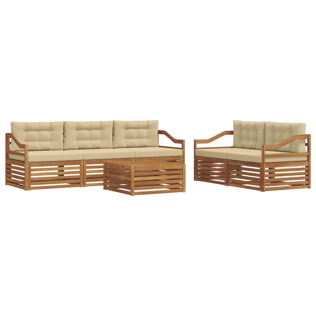 Udendørs sofagruppe med pude 6 pcs Naturlig og Beige