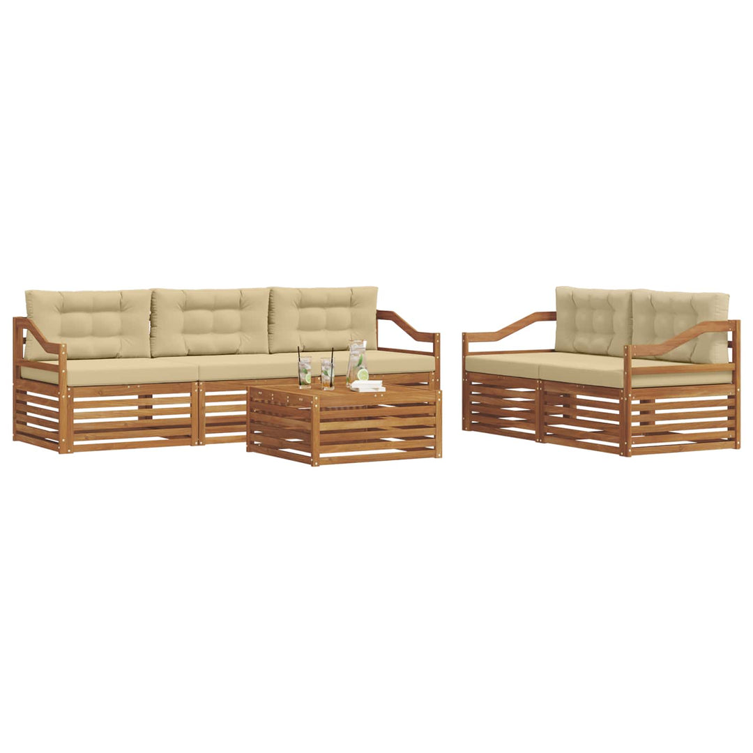 Udendørs sofagruppe med pude 6 pcs Naturlig og Beige