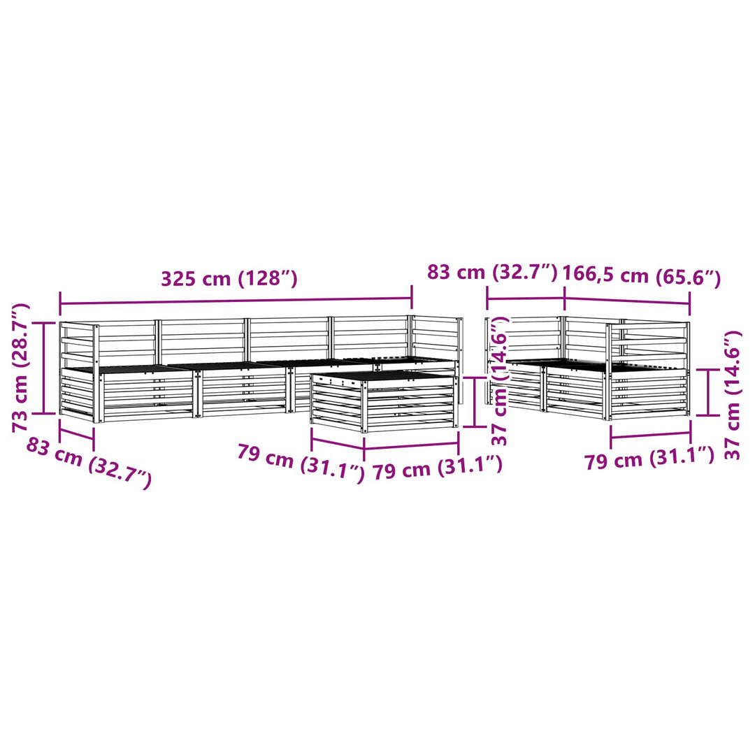 Udendørs sofagruppe 7 pcs Naturfarvet Massivt Akacietræ