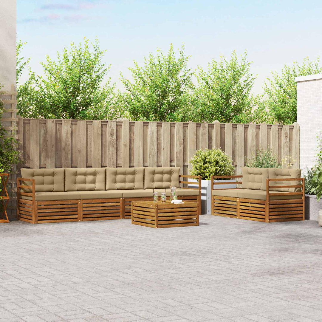Udendørs sofagruppe med pude 7 pcs Naturlig og Beige