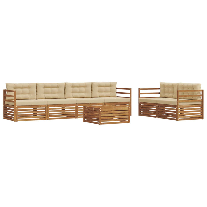Udendørs sofagruppe med pude 7 pcs Naturlig og Beige