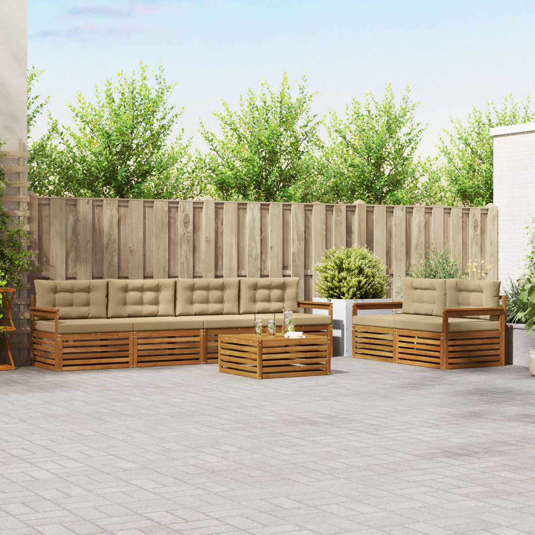Udendørs sofagruppe med pude 7 pcs Naturlig og Beige