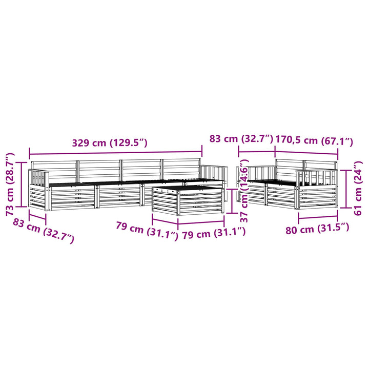 Udendørs sofagruppe 7 pcs Naturfarvet Massivt Akacietræ