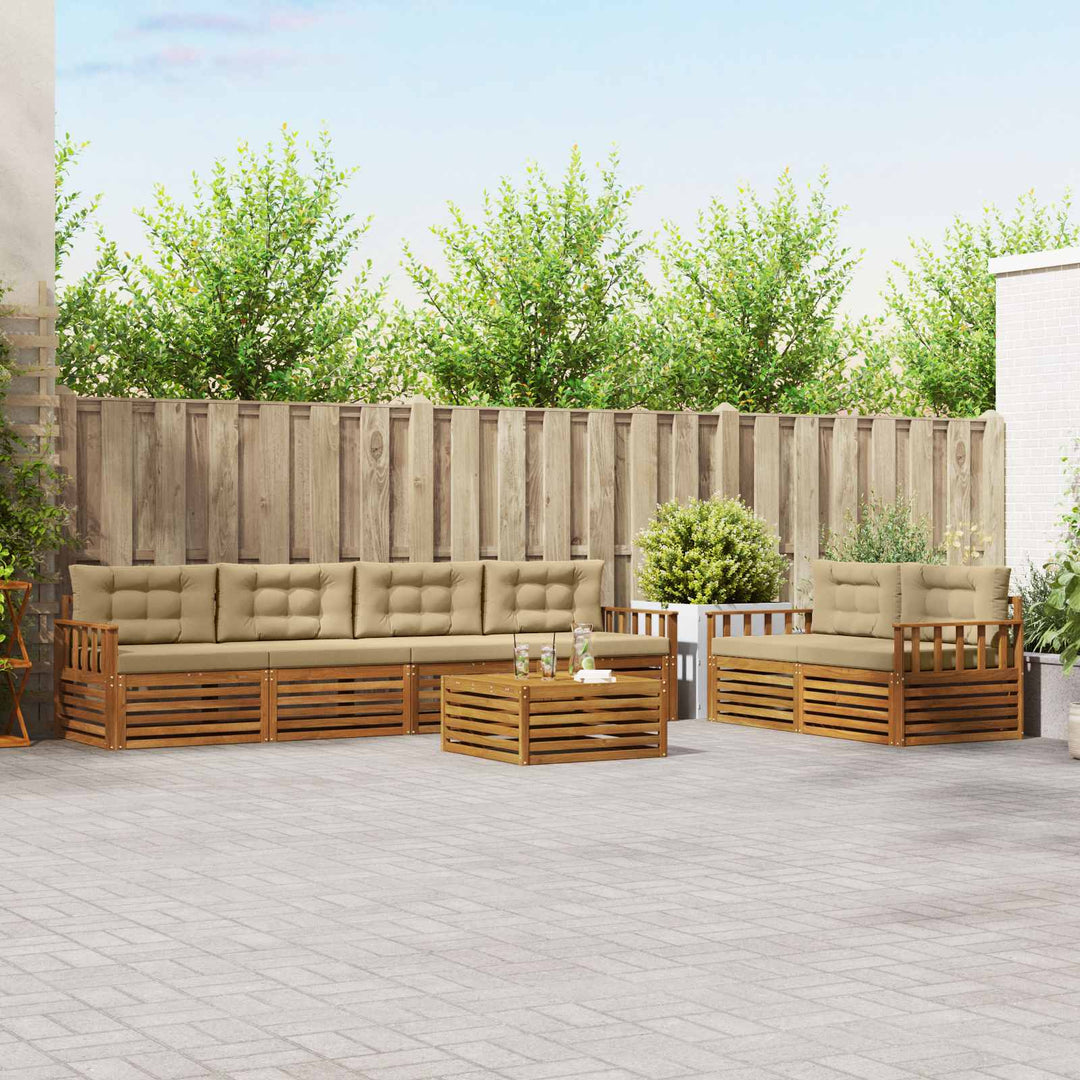 Udendørs sofagruppe med pude 7 pcs Naturlig og Beige