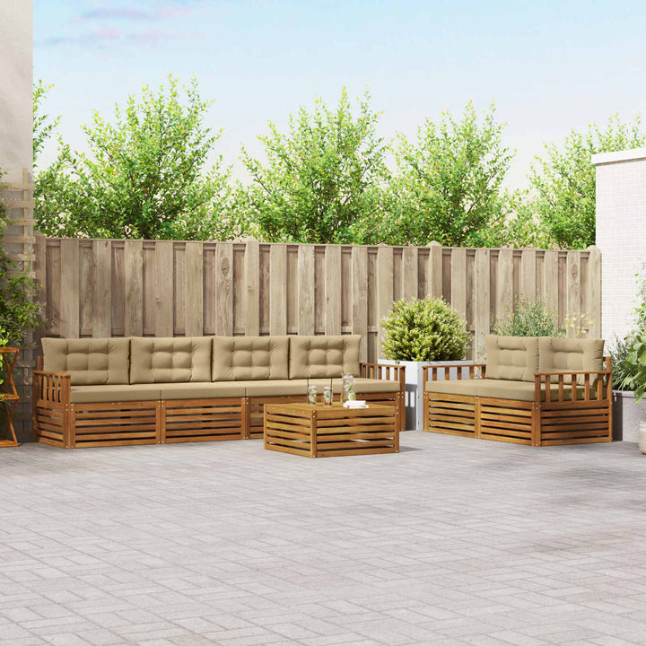 Udendørs sofagruppe med pude 7 pcs Naturlig og Beige