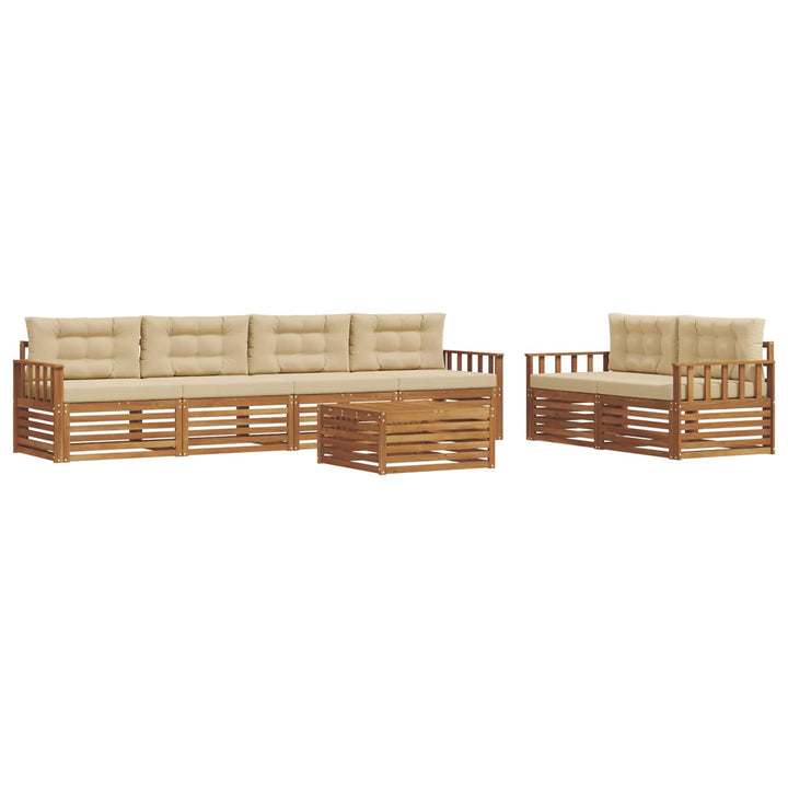 Udendørs sofagruppe med pude 7 pcs Naturlig og Beige