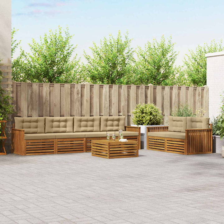 Udendørs sofagruppe med pude 7 pcs Naturlig og Beige