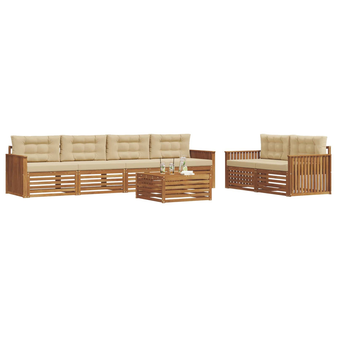 Udendørs sofagruppe med pude 7 pcs Naturlig og Beige
