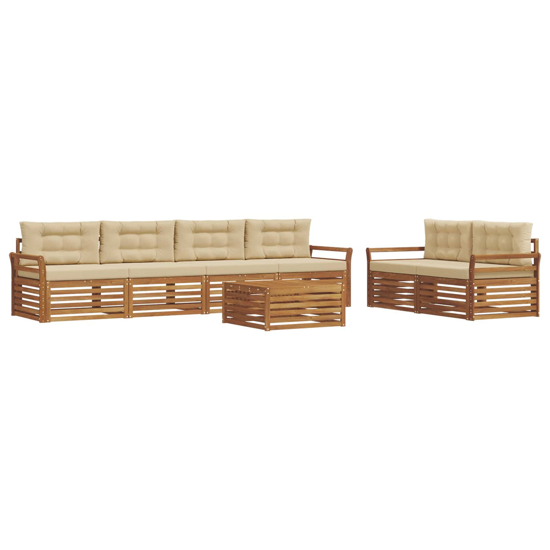 Udendørs sofagruppe med pude 7 pcs Naturlig og Beige